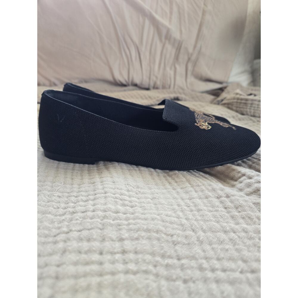 Vivaia Audrey Round-Toe Embroidered Loafer Black Cheetah Size 8.5 cat comfort - Picture 7 of 12